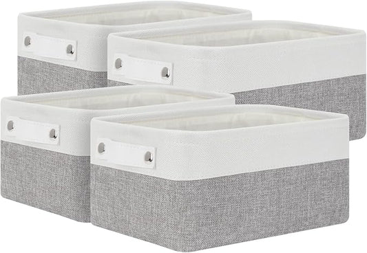 Bidtakay Small Storage Baskets for Organizing [4-Pack] Fabric Storage Bins for Baby Organizer Shelf Baskets for Nursery Storage Collapsible Closet Storage Bins for Home Organization - 11.8x7.8x5 In