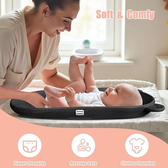 Changing Pad, Wipeable Diaper Changing Pad with Safety Belt for Changing Table, Nursery, Dresser, EVA Non-Slip Baby Changing Table Pad, Black