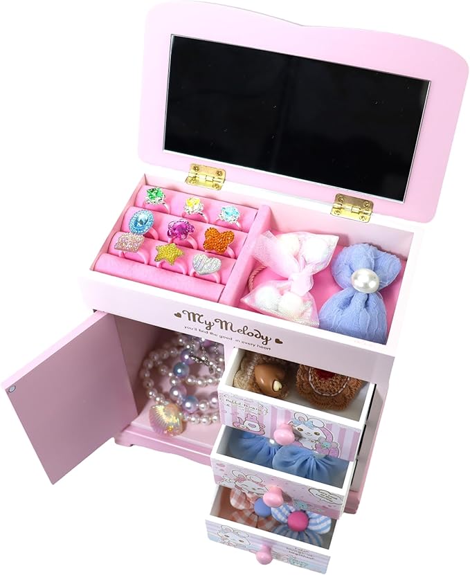 Children jewelry box for girls Pink Cute bunny girls jewelry box Little girl birthday christmas Gift kids jewelry box