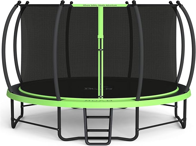 BCAN 8FT 10FT 12FT 14FT 15FT 16FT Recreational Trampoline with Enclosure for Kids Adults, ASTM Approved, Outdoor Trampolines with Ladder for Kids