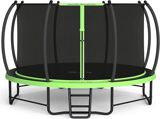 BCAN 8FT 10FT 12FT 14FT 15FT 16FT Recreational Trampoline with Enclosure for Kids Adults, ASTM Approved, Outdoor Trampolines with Ladder for Kids