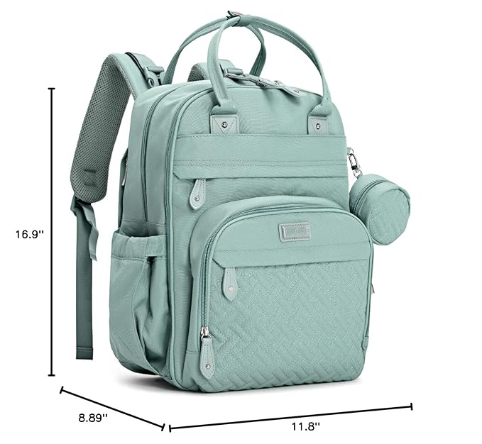 BabbleRoo Diaper Bag Backpack - Baby Essentials Travel Bag - Multi Function Waterproof Diaper Bag, Travel Essentials Baby Bag with Changing Pad, Stroller Straps & Pacifier Case – Unisex, Sage Green