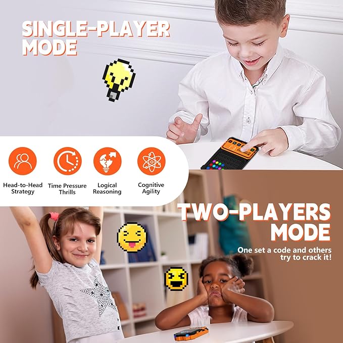 Crack The Code-Handheld Game Electronic Mastermind,Super Decoder with Clamp, 1-8 Players 10000+ Code-Breaking Puzzle Game for Kids and Adults，Birthday Gift for Boys and Girls,Travel toy for Road Trip