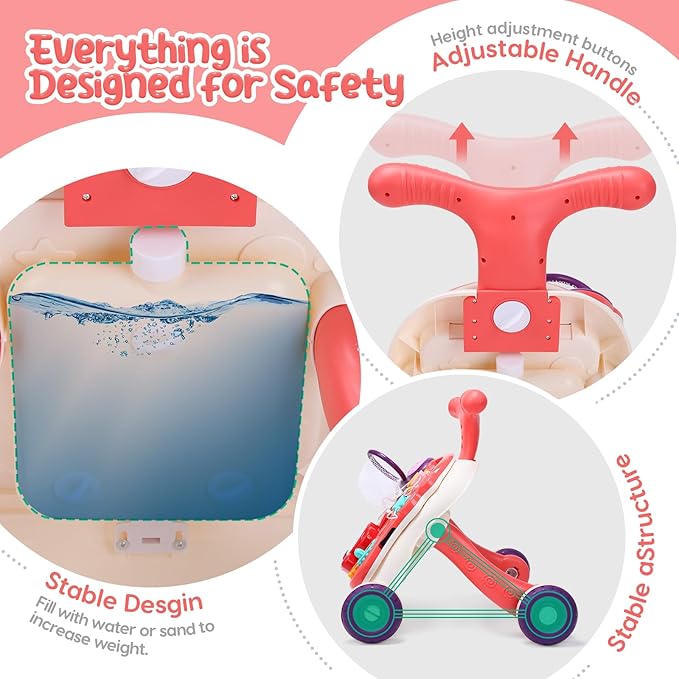 CUTE STONE Baby Walker for Boys Girls, 2 in 1 Sit-to-Stand Learning Walker and Activity Center, Baby Walking Toy, Early Learning Push Toy Gift for Infant