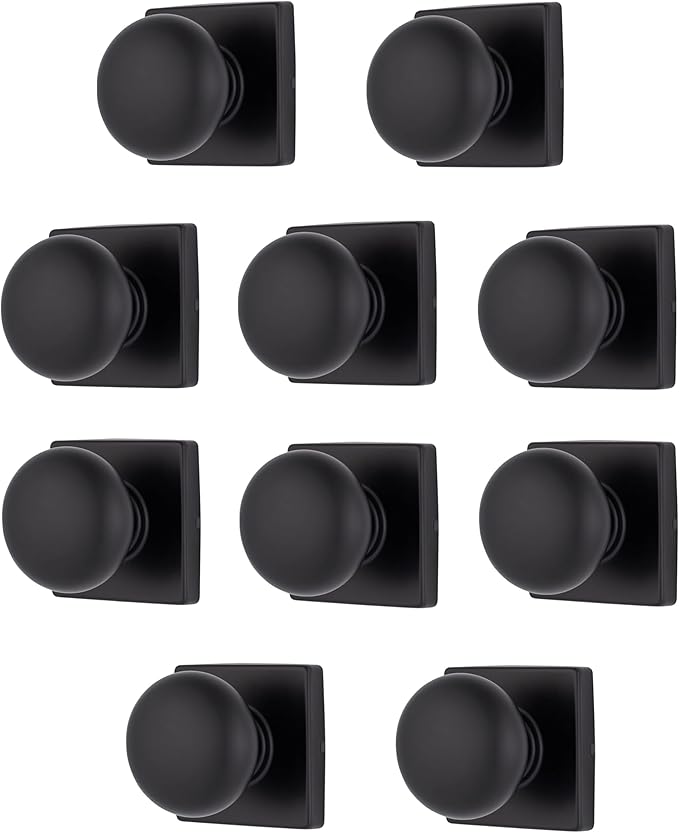 BRINKS – Contemporary Non-Locking Interior Ball Door Knob, Matte Black - Designed for Sleek and Modern Homes and Blends Seamlessly with Interior Décor (E2426-122) (10 Pack)