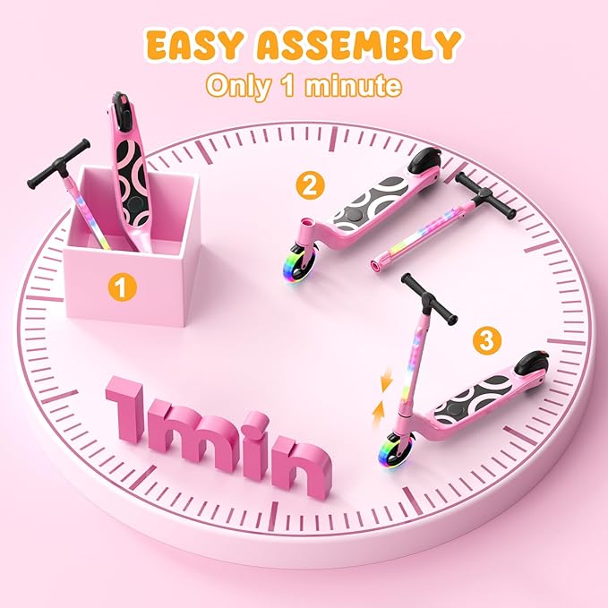 CBD Electric Scooter for Kids, 6 Mph Top Speed, Up to 5 Miles Range, 5.3" Solid Tires Wheel and Front Light, Kick Scooter Adjustable Height for Kids Age 6-12