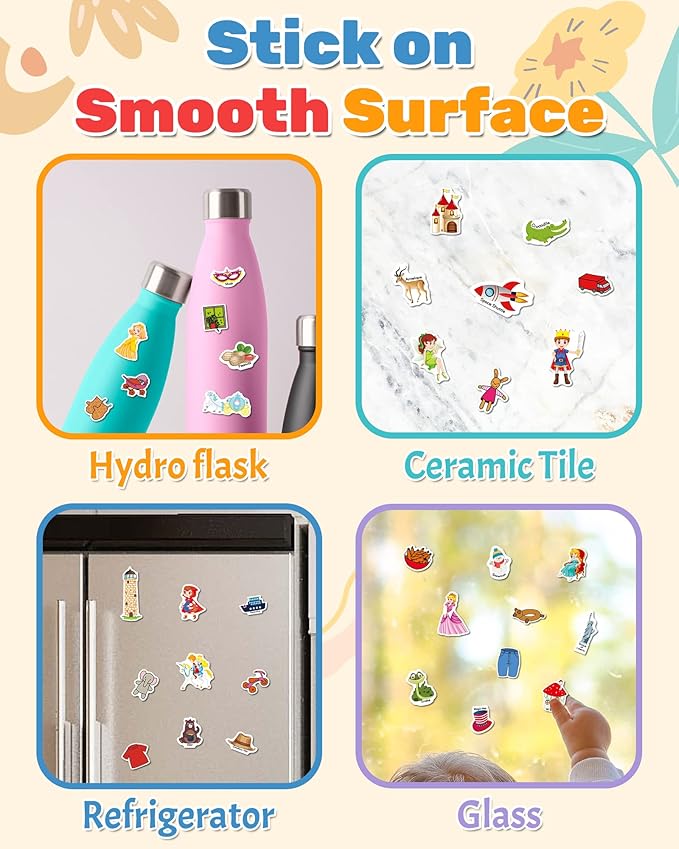 Benresive Reusable Sticker Books for Kids 2-4, Sticker Books for Toddlers 1-3 2-4, Toddler Travel Toys Activities Crafts Gifts - America Map, Fairy, My House