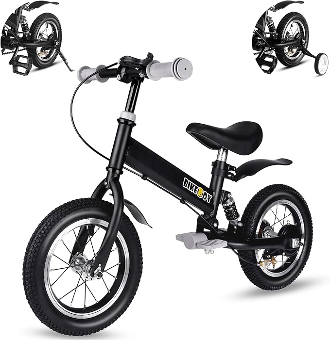 Balance Bike 2 in 1,The Dual Use of a Kids Balance Bike and Kids Bike,12 14 Inches for 2-6 Years Old,with Shock Absorbers, Fenders, Pedals, Auxiliary Wheels