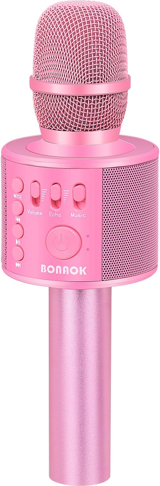 BONAOK Wireless Bluetooth Karaoke Microphone,3-in-1 Portable Handheld Karaoke Mic Speaker Machine Home Party Birthday for All Smartphones Q37 (P-Ink)