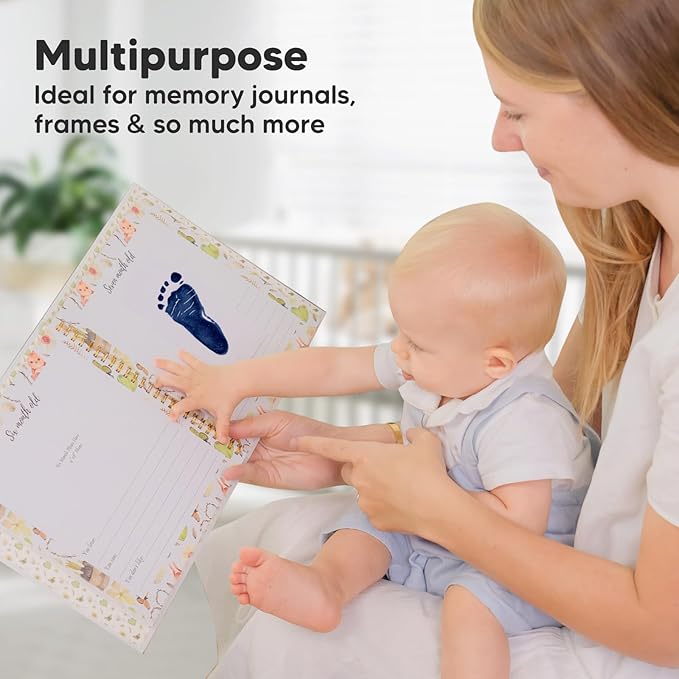 2-Pack Inkless Baby Hand and Footprint Kit - Mess Free Ink Pad for Newborn Keepsake, Dog Nose & Paw Print Kit, Clean Touch Ink Pad for Baby Hand & Footprints, Ideal New Mom Gifts (Navy, L)