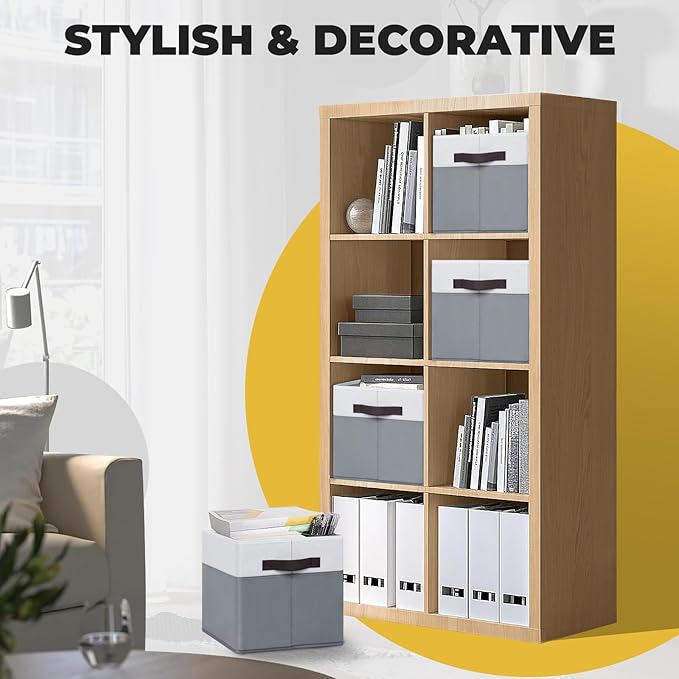 Criusia Fabric Storage Cubes - 11 Inch Collapsible Storage Bins 4 Pack - Clothes Organizer Bins for Closet, Shelves, Cube Organizer/Home Organization and Storage Baskets for Organizing Toys Blanket