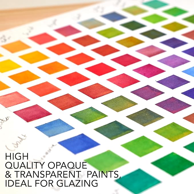 CHROMATEK Watercolor Paint Set - 48 Piece Kit for Adults, Beginners & Professional Artists - 48 x 12ml Liquid Water Color Tubes - Richly Pigmented Vibrant Colors - Art Supplies