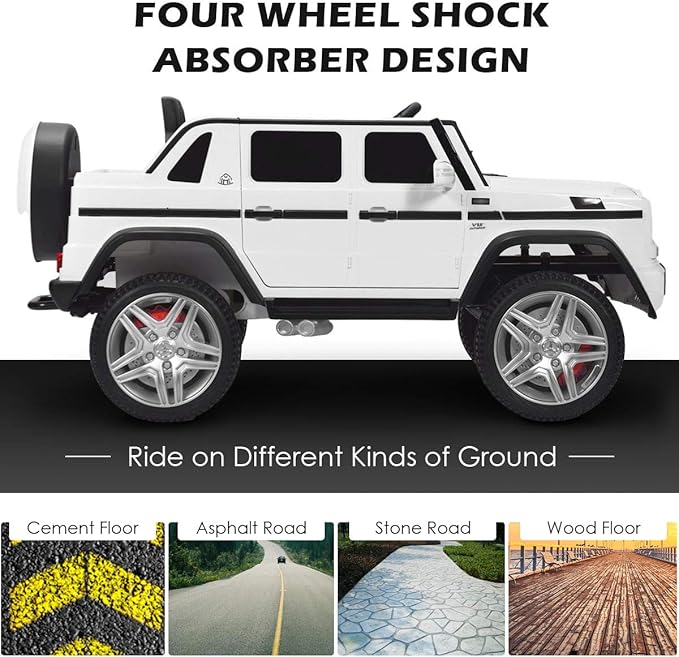 Costzon Ride on Car, Licensed Mercedes-Benz Maybach, 12V Battery Powered Vehicle Toy w/ 2 Motors, Remote Control, 3 Speeds, Lights, Horn, Music, Aux, Storage, Truck, Electric Car for Kids (White)