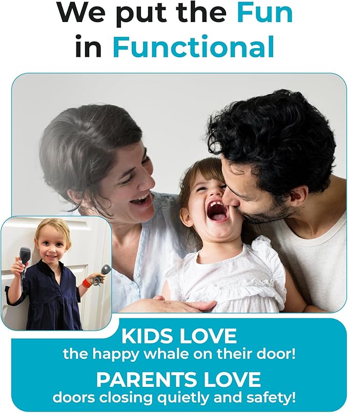 Baby Proofing Door Stopper, Door Pinch Guards Protect Child Fingers & PET Tails. Baby Safety Finger Protectors Prevent Pinch Injuries – Kids and Adults Love Whale Pinch Guard (Grey)