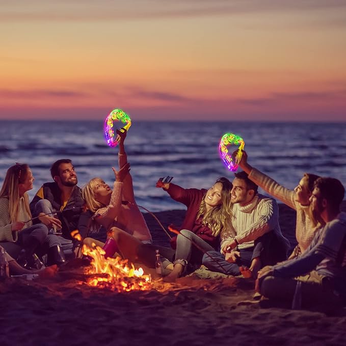 Aywewii LED Tambourine, Light Up Toys Handheld Musical Flashing Tamborine Sensory Toys Autism Toys Party Supplies for Birthday Anniversaries Gifts for Kids Adults Teens(Four Colors are Randomly Sent)