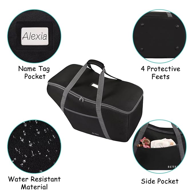 Car Seat Travel Bag Fit Graco SnugRide 35 Lite and Base, Chicco KeyFit 30 and Base, Car seat Bags for Air Travel, Padded Infant Carrier Bag with side pocket and Protective Feet, Extra small Bag