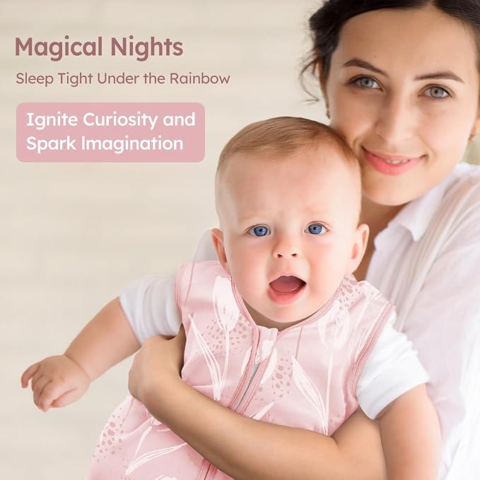 Baby Sleep Sack 6-12 Months 3 Pack 100% Cotton Lightweight 0.5 TOG Wearable Blanket Baby Sleep Bag with 2-Way Zipper for Newborn Infant Pink Flowers & Leaf