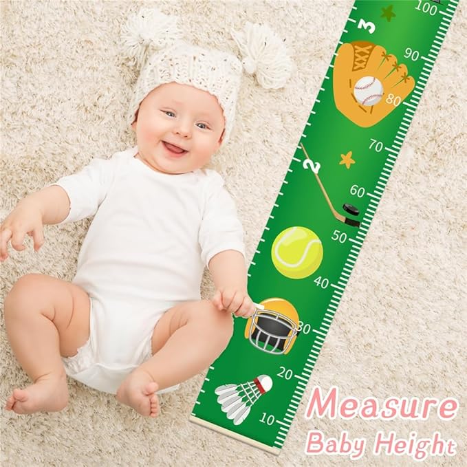 Baby Height Growth Chart - Canvas Height Chart for Kids Baby Child Toddler Boys Girls Growth Chart for Wall Room Nursery Decor Hangable and Removable Measuring Wall Ruler (Cactus Giraffe, Black Wood)