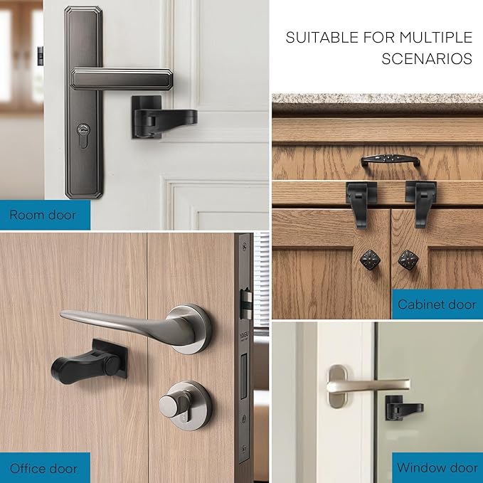 Child Proof Door Lever Lock - 2 Pack - Door Locks for Kids Safety - Door Knob Child Proof - Baby Proofing 3M Adhesive - Door Handle Child Proof - Baby Safety Locks for Toddlers - Black