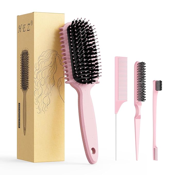 Curl Defining Brush, Curly Hair Brush, Slick Back Hair Brush, For Combing and Shaping Curls in All Hairstyles to Reduce Pulling (Pink)