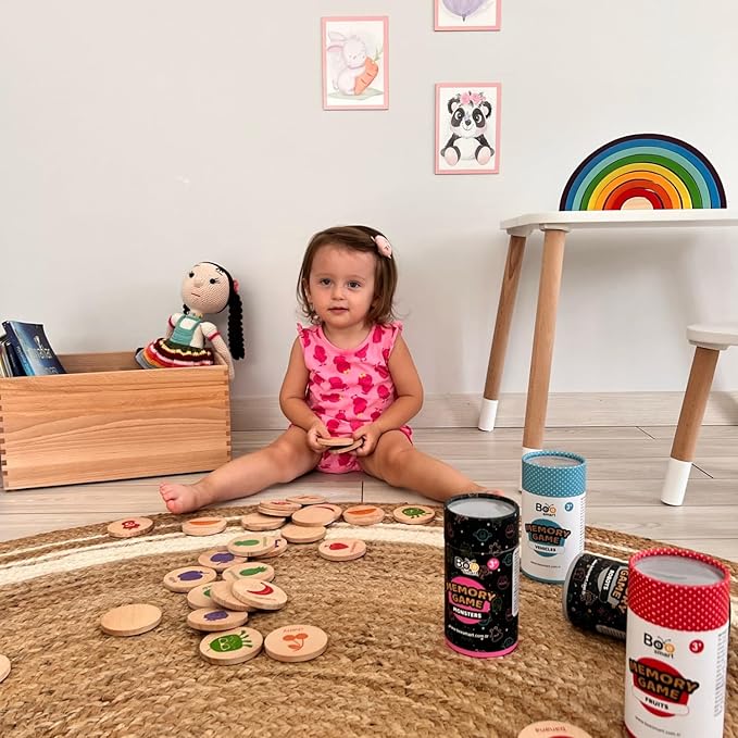 bee smart Wooden Memory Game - Matching Memory Game for Kids 3 and Up, 16Pcs | Educational Toy for Preschool Toddlers Board Games (Animals)