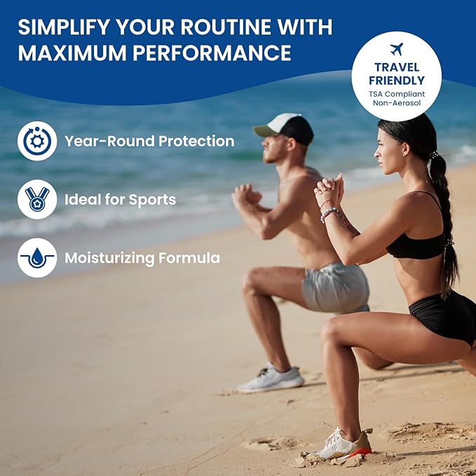 BU SPF 50 Fragrance Free Kids Sunscreen Spray for Face and Body, TSA Travel Size Sunscreen, Clear Non Aeorsol Spray, Non Greasy, Water Resistant and Oil Free, 3.3 oz and 1 oz (2-Piece Bundle)