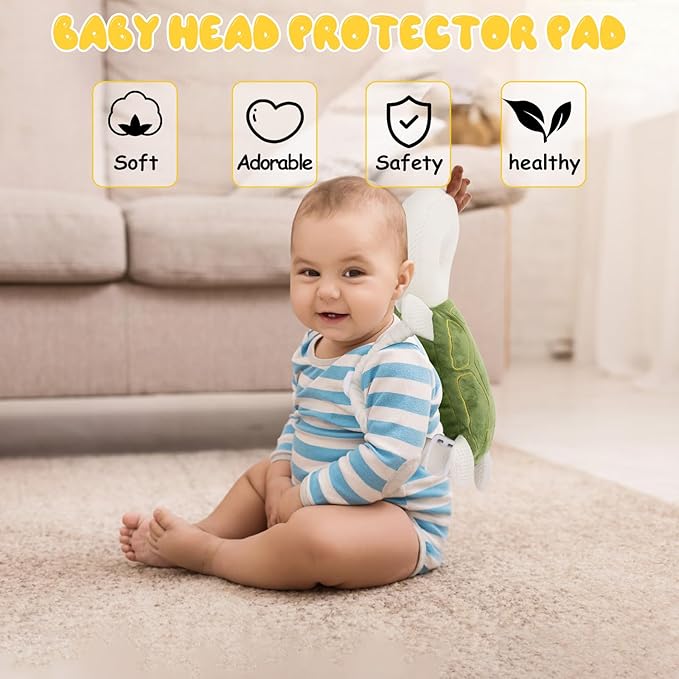 Baby Head Protection Backpack - Soft & Comfortable, Cute Cartoon Design, Turtle