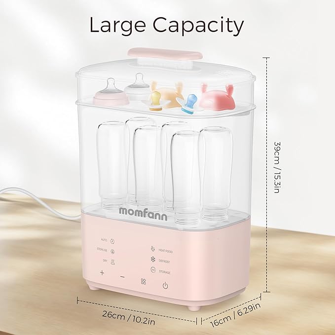 Bottle Sterilizer and Dryer, All-in-One Electric Steam Sterilizer Bottle Sanitizer for Baby Bottles, Pump Parts Accessories Newborn Essential Bottle Warmer for Breastmilk & Thaw (Pink)