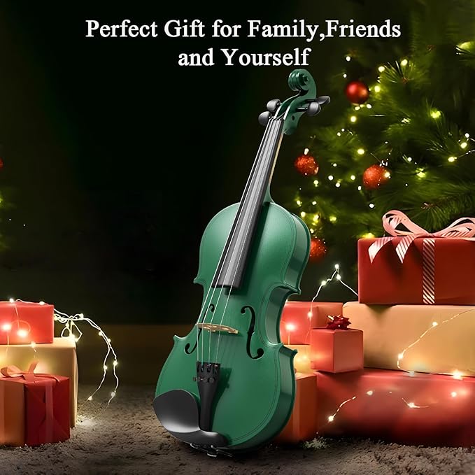 Beginner Violin 4/4, Full Size Violin for Adults, Teens, Student, Acoustic Fiddle Kit with Hard Case, Bow, Rosin, Bridge, Learners Age 12+ (Green)