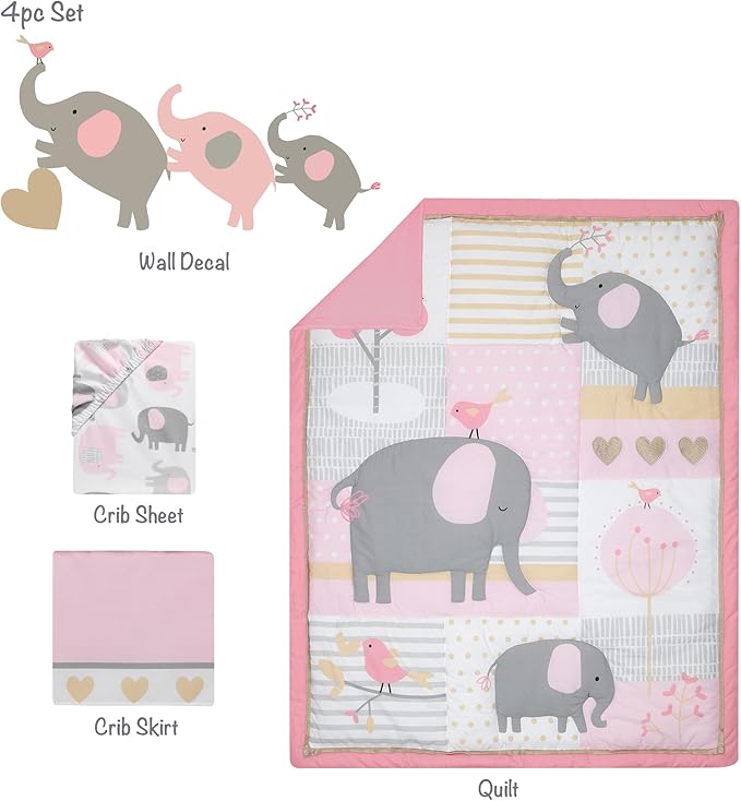 Bedtime Originals Eloise 4-Piece Nursery Baby Crib Bedding Set