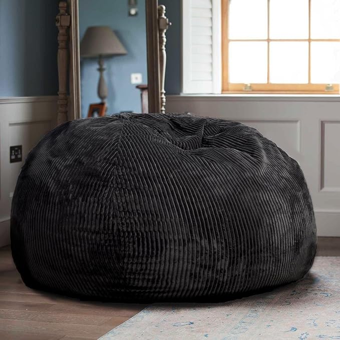 Classic Bean Bag Chair, with Faux Rabbit Fur Cover for Teens and Kids, Memory Foam Bean Bag Chairs, Ultra Soft Faux Fur Fabric, 2.5 feet Round Fluffy Bean Bag Sofa