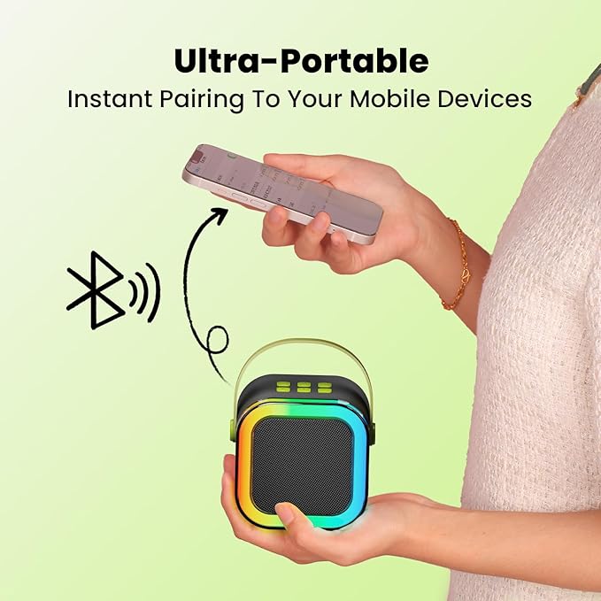 IROO Mini Karaoke Machine for Kids, 2025 TOP Toys Birthday Gifts Ideas for Girls Ages 4, 5, 6, 7, 8, 9, 10, 12+ Years Old, Portable MP3 Player with 2 Wireless Mics for Party