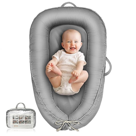 Baby Lounger - Infant Lounger for Newborn 0-24 Months, Pure Cotton Breathable Baby Nest Lounger Cover, Newborn Essentials for Baby Boys & Girls, Portable Baby Lounger for Home and Travel