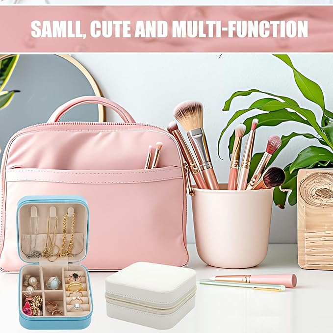 Bridesmaid Proposal Gifts Letter Cosmetic makeup bag bulk for Wedding Party Favors Bachelorette party decorations Toiletry Organizer Bag Makeup Case Gift (8, SkyBlue)