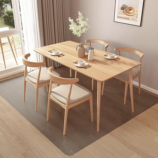 Area Mat for Hard Floors, 4'×6' Semi-Clear Black Vinyl Floor Protector for Under Dining Table, Waterproof Non-Slip Plastic Rug, Splat Mat for Under High Chair