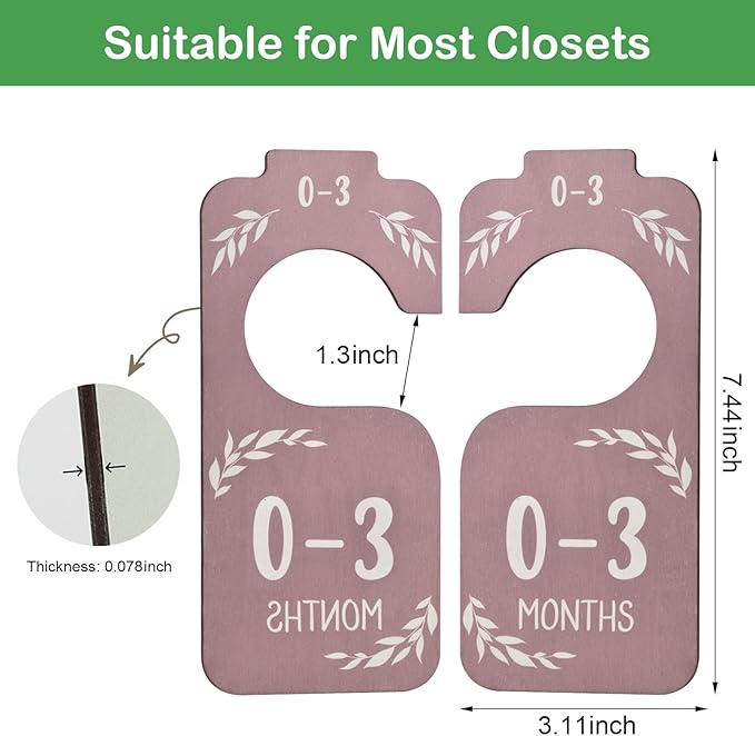Baby Closet Dividers for Clothes Organizer, 8 PCS Wooden Double-Sided Clothes Organizer from Newborn to 24 Months, Colorful Baby Clothes Dividers for Nursery Beautiful Decor