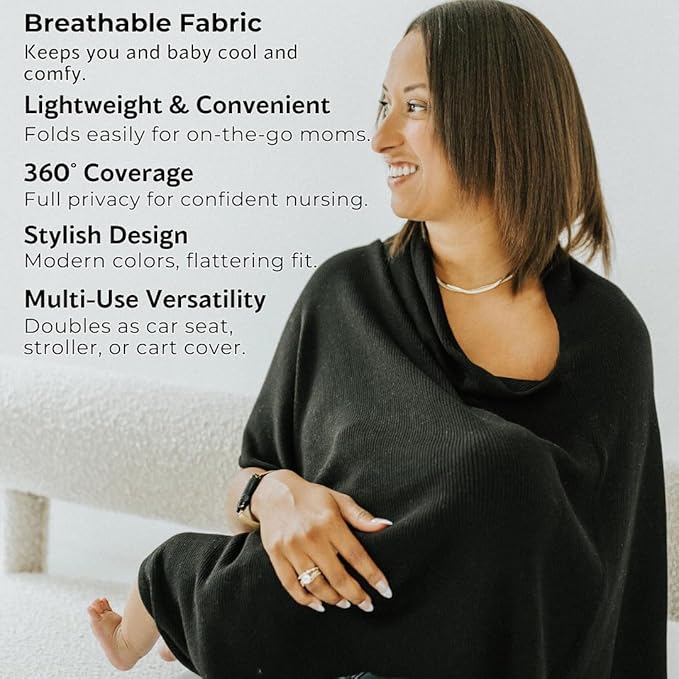 Breathable Nursing Cover Poncho – Stylish Multi-Use Breastfeeding Scarf, Car Seat Cover & Baby Blanket for Modern Moms