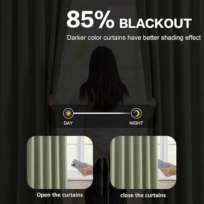 KEQIAOSUOCAI Pinch Pleated Sage Green Blackout Curtains 102 Inches Long, Window Treatment Black Out Curtain for Living Room Darkening Nursery Drapes with Hooks 40x102-2 Panels Set