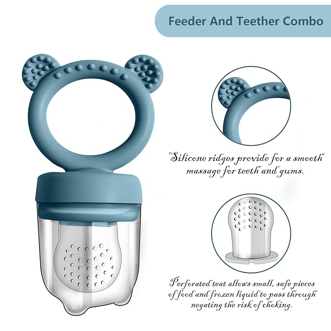 Baby Food Feeder Pacifier with Breast Milk Popsicle Teether-Silicone Forage Feeder for Babies-Breastmilk Storage Container and Freezer Tray-Teething Popsicle Molds for Soothing Relief