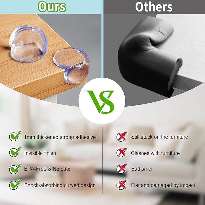 Corner Protector for Baby: Baby Proofing Safety Corner Clear Furniture Tablet Corner Protection| Protectors Guards, Baby Proof Bumper & Cushion to Cover Sharp Furniture & Table Edges (24 Count Round)