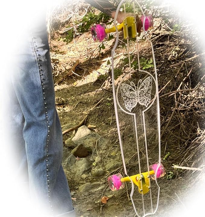 Clear Longboard Skateboard - Transparent Acrylic Long Boards with Light-Up LED Wheels for Smooth Rides - Ride The Streets in Style with Longboard Built for Beginners & Pros Alike