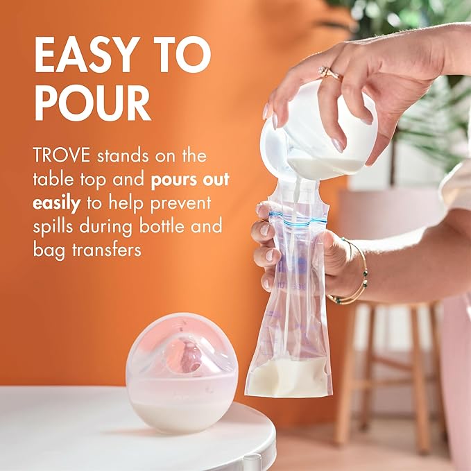 Boon Trove Silicone Manual Breast Pump Set - Hands Free Breast Milk Collector - Includes Polyester Travel Pouch - Breastfeeding Essentials - 2 Count