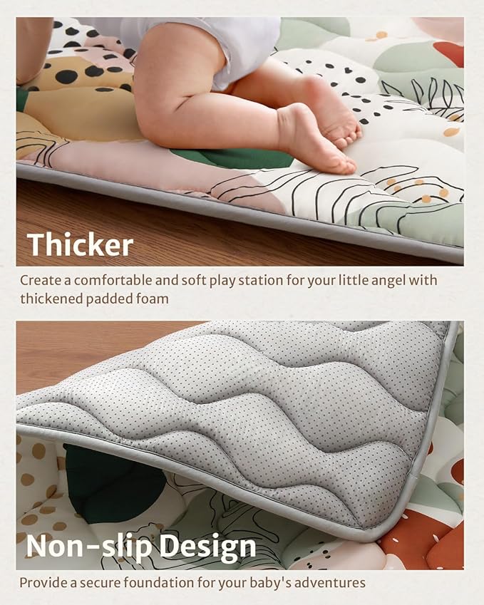 Blissful Diary Baby Play Mats for Floor, 50x50 Inch Crawling Mat for Playpen, Thick Padding Foam Playmats for Babies and Toddlers, Modern Abstract