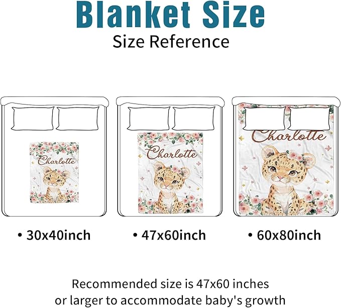 Custom Name Crib Bedding Set - Leopard Theme, Personalized Yellow Flower Nursery Bedding 3-Piece Set– Soft Blanket, Fitted Sheet, Changing Pad Cover – for Newborns Girls Nursery Gifts