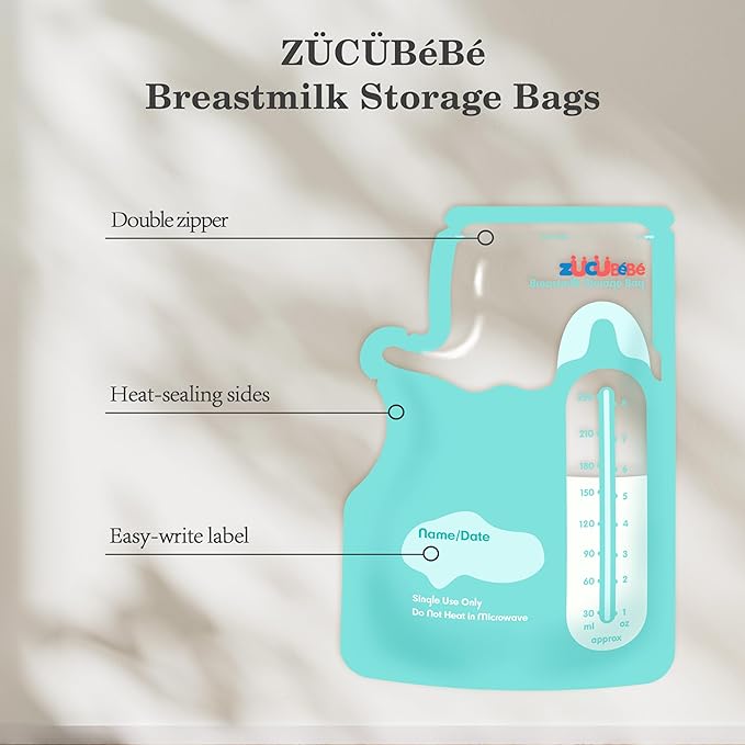 Breastmilk Storage Bags(50 Count)，8oz Milk Storage Bags for Breastfeeding，BPA Free with Easy Pour Spout, Self Standing, for Refrigeration and Freezing Blue
