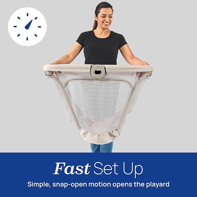 Chicco Alfa Lite Lightweight Travel Playard, Portable Playpen for Babies and Toddlers, Snap-Open/Compact Fold Design, 13 lbs., Baby Travel Essential | Dove/Beige