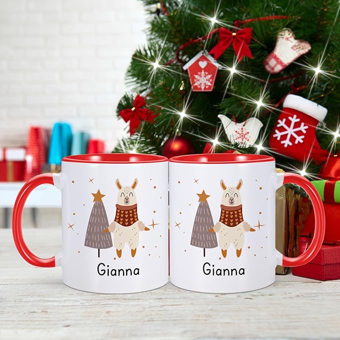 Christmas Gifts for Kids, Personalized Name Christmas Coffee Mug, Cute Hot Chocolate Cocoa Mug, Winter Holiday Cups for Children, Customized Christmas Birthday Gifts for Women Families Friend