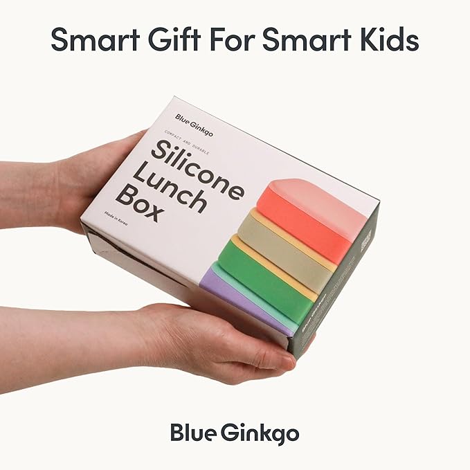 BLUE GINKGO Silicone Lunch Box Set – Durable Heavy-Duty Silicone Bento Box, Microwave, Freezer, Dishwasher Safe – Airtight, BPA Free (Made in Korea, Purple)