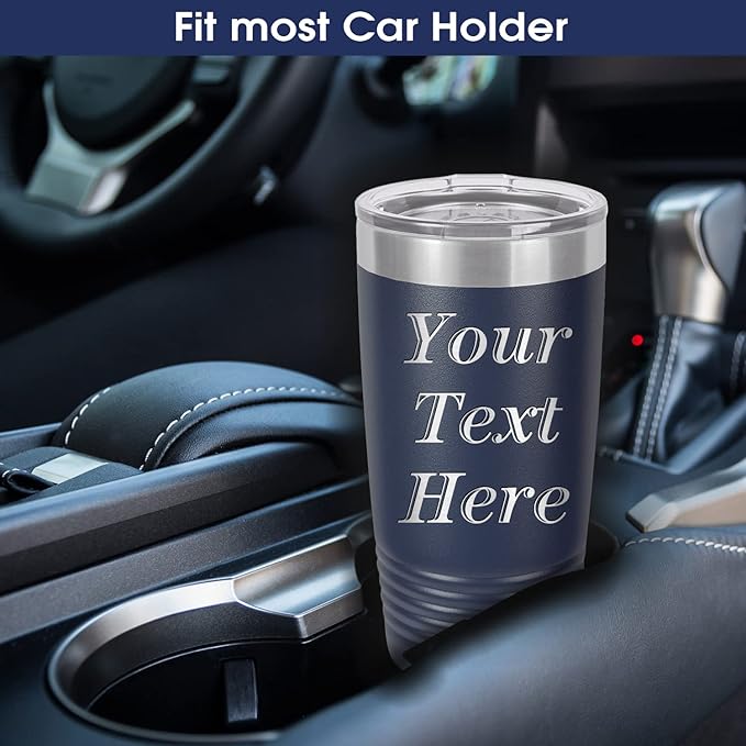 Custom Insulated Coffee Mug, Gift for Dad, Father’s Day Gift Ideas, Custom Cup for Men, Groomsmen Gift Idea, Personalized Tumbler with Text (Navy Blue, 20oz)