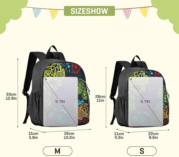 Colorful Monster Truck Toddler Backpack Waterproof Mini Backpack Boys/Girls Cute Small Kindergarten Pre School Bag